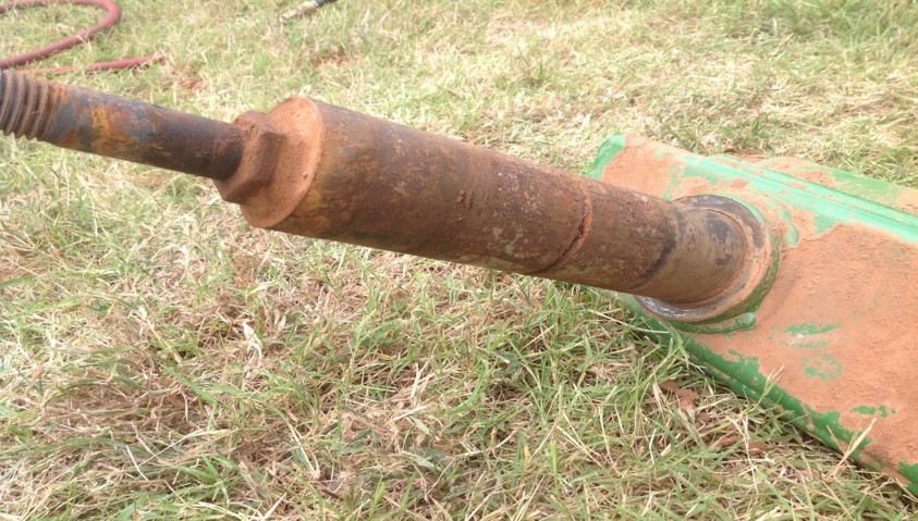 Corroded shaft on agricultural equipment