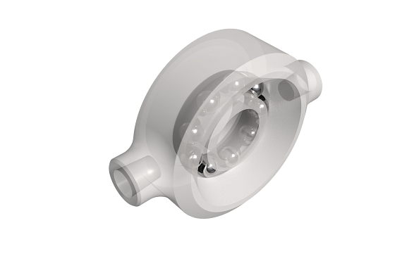 A render of a custom ball bearing design