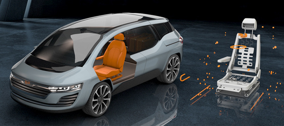 A 3D render showing off the various lightweight components igus offers that can be used in cars for weight reduction