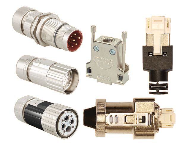 various metal cable connectors for use with servo motor hybrid cables