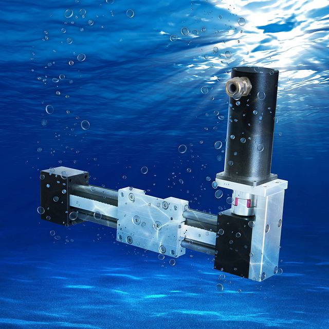 Underwater linear actuator with attached stepper motor