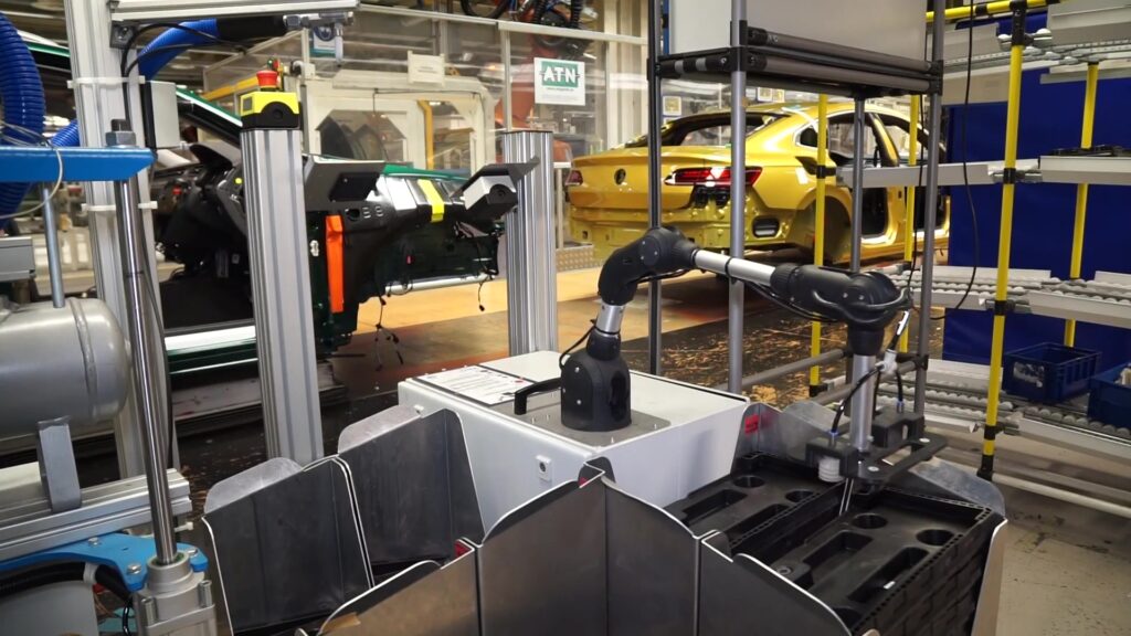 automated gluing application at a Volkswagen assembly line