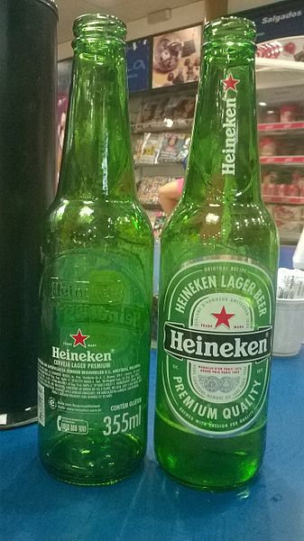 Two Heineken beer bottles