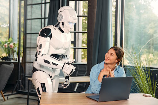 A human and humanoid robot working together