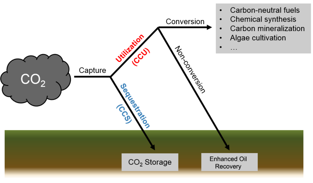 Infographic showing off how Carbon capture, utilization, and storage systems work