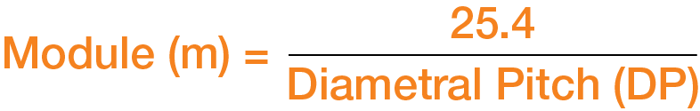 Formula for using diametral pitch to find gear module