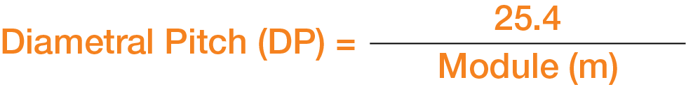 Formula for using gear module to find diametral pitch