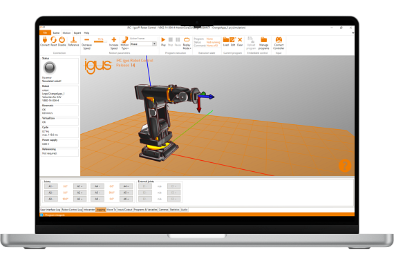 A screenshot of the igus Robot Control  software
