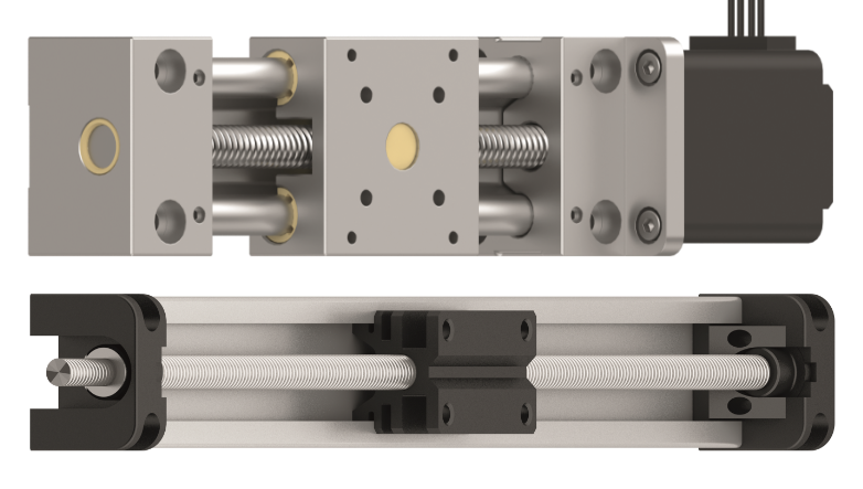Two drylin screw-driven linear actuators