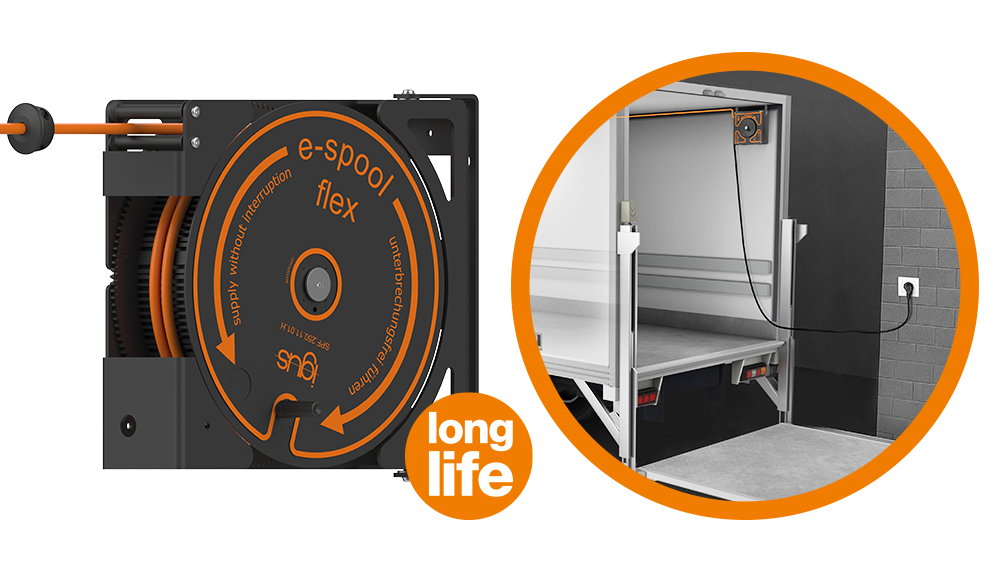 igus e-spool flex reel and its use at a truck loading bay